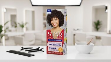 Caixa de tintura de cabelo Star Color sobre mesa moderna