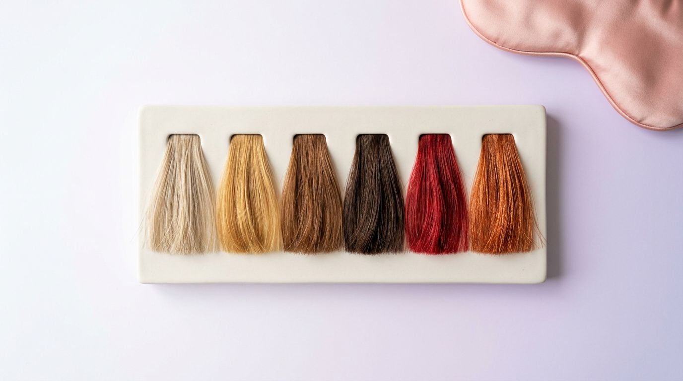 Cartela de cores de cabelo com seis tonalidades variadas