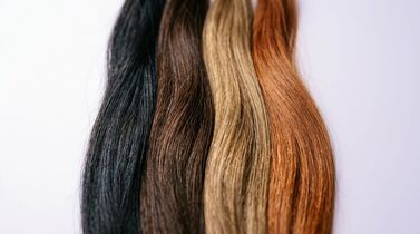 Fios de cabelo em diferentes tonalidades